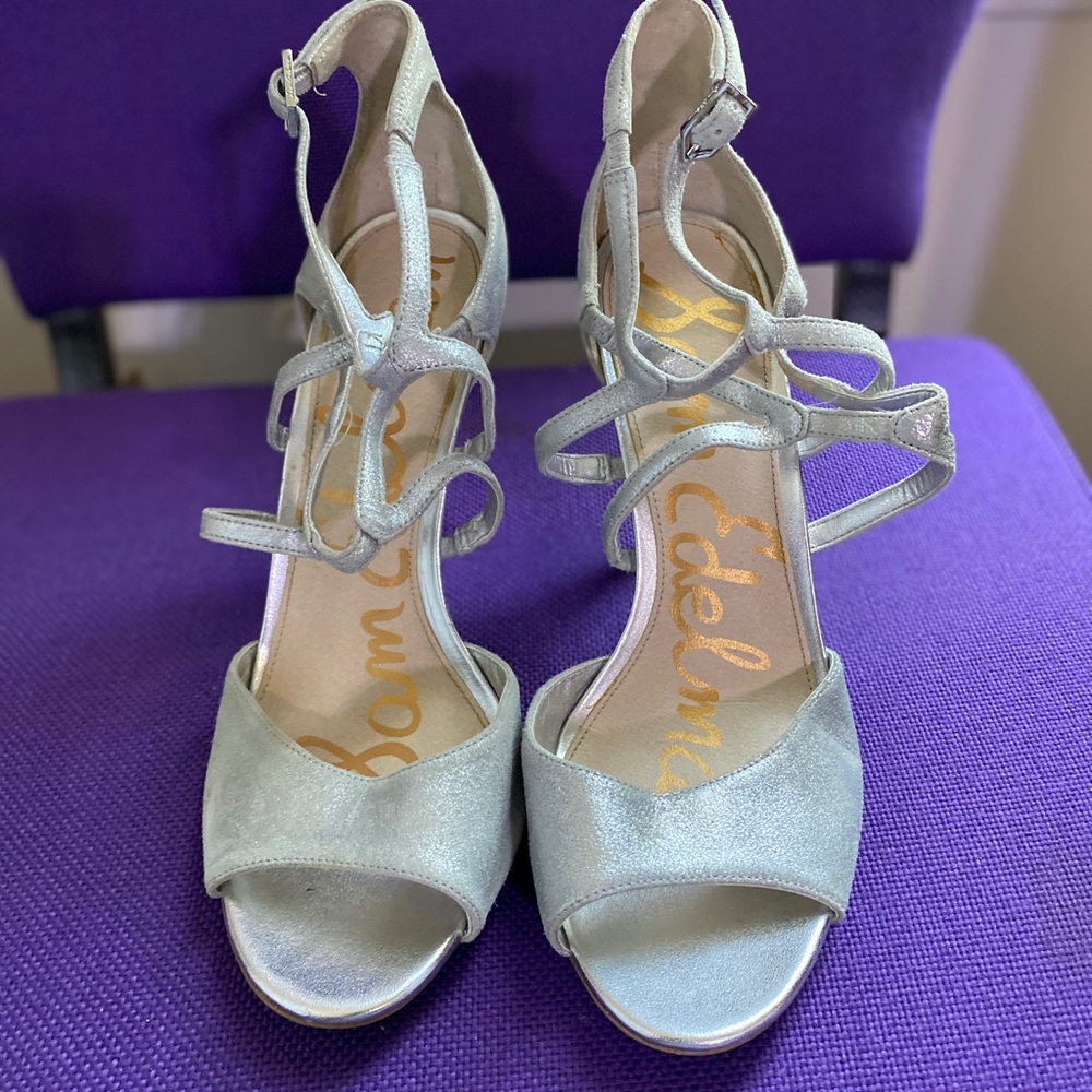 Sam Edelman Silver Strappy Sandals Heels 10
